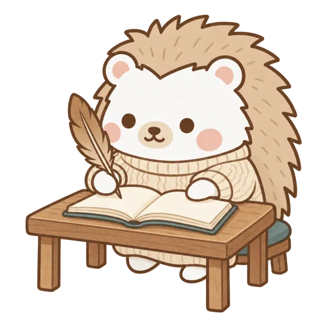 Tochi writing in an open storybook
